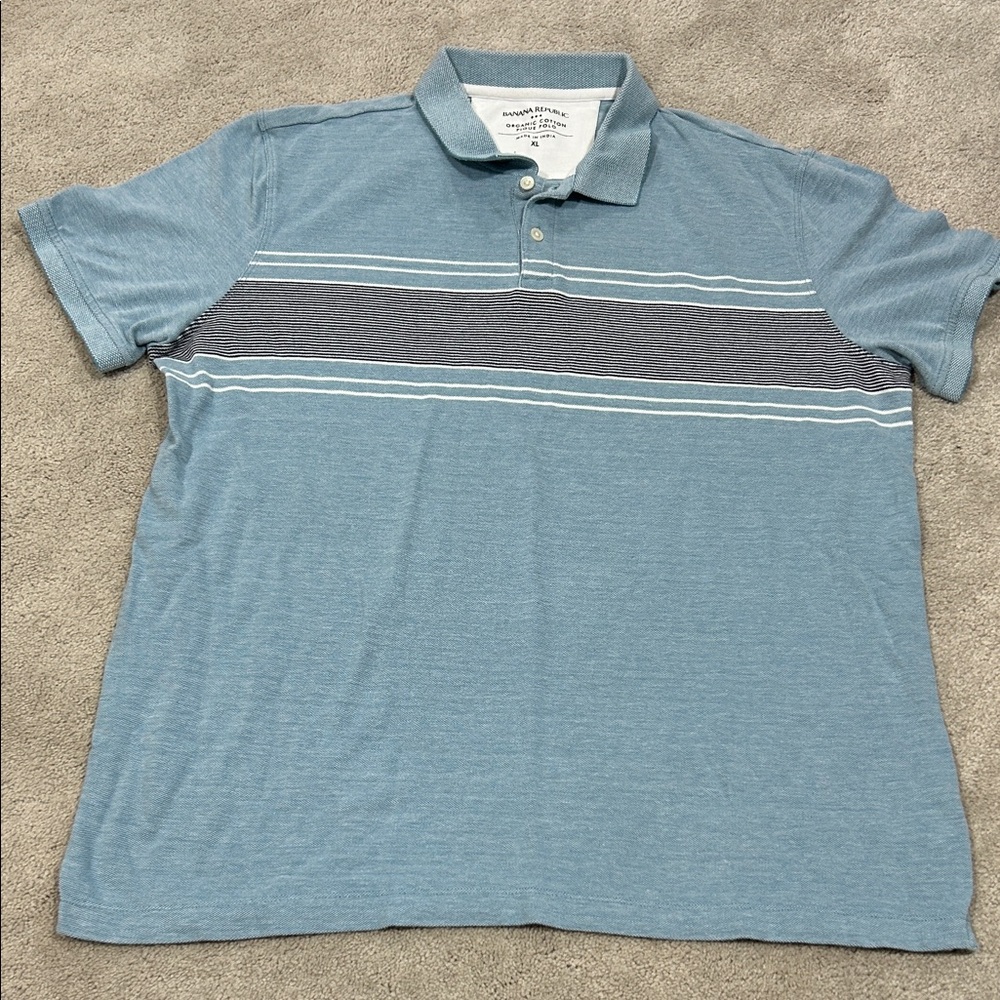 Men's Light Blue Stripe Polo Shirt size XL